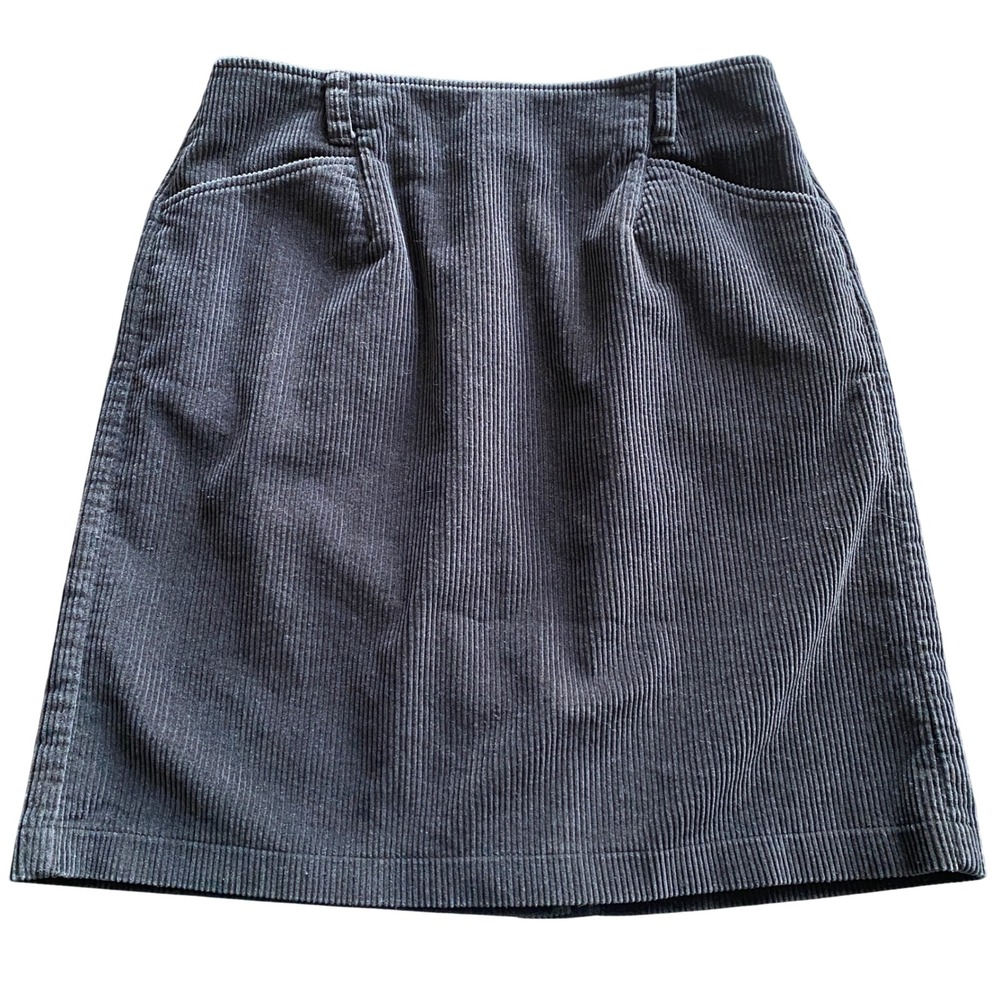 Eddie Bauer Skirt Size 14 Black Waist 30" Corduroy Pockets Short y2k Preppy